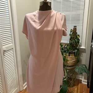 ASOS Pink Draped Dress Short Sleeve, faux wrap